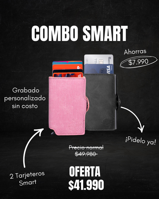 COMBO SMART: 2 TARJETEROS SMART + GRABADO GRATIS