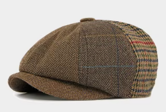 Boina gatsby cuadros khaki - estilo newsboy británico - MillennialsXY