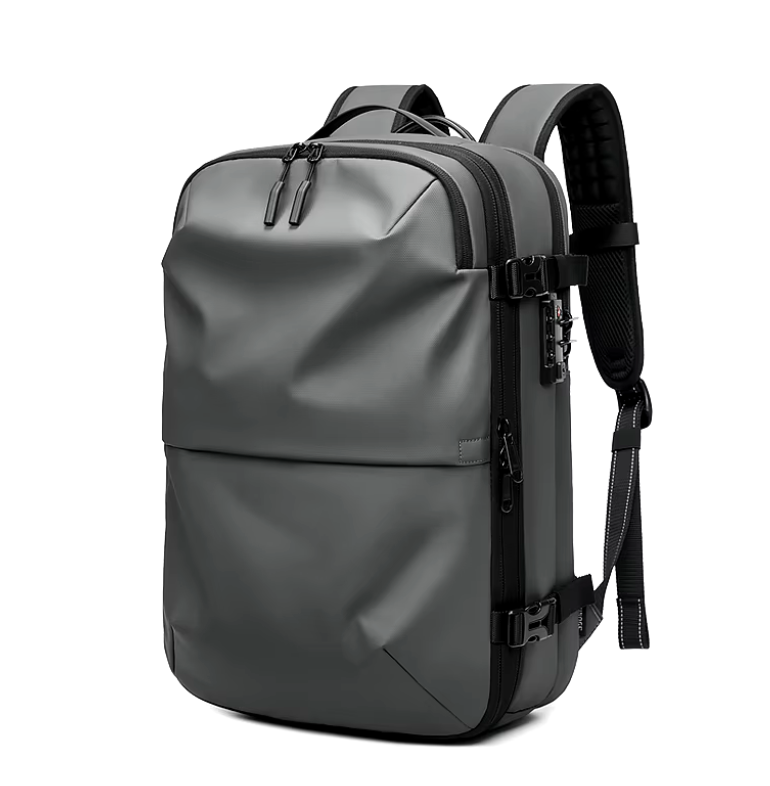 Mochila de Viaje Impermeable con Candado, Puerto USB y Compresión al Vacío