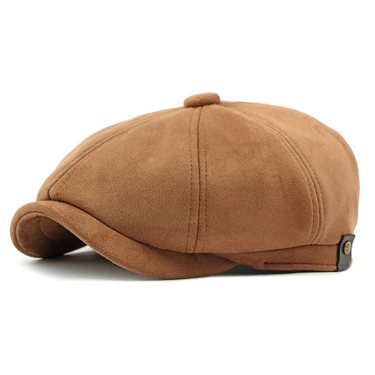Boina gatsby ante khaki - vista lateral gamuza 8 paneles - MillennialsXY