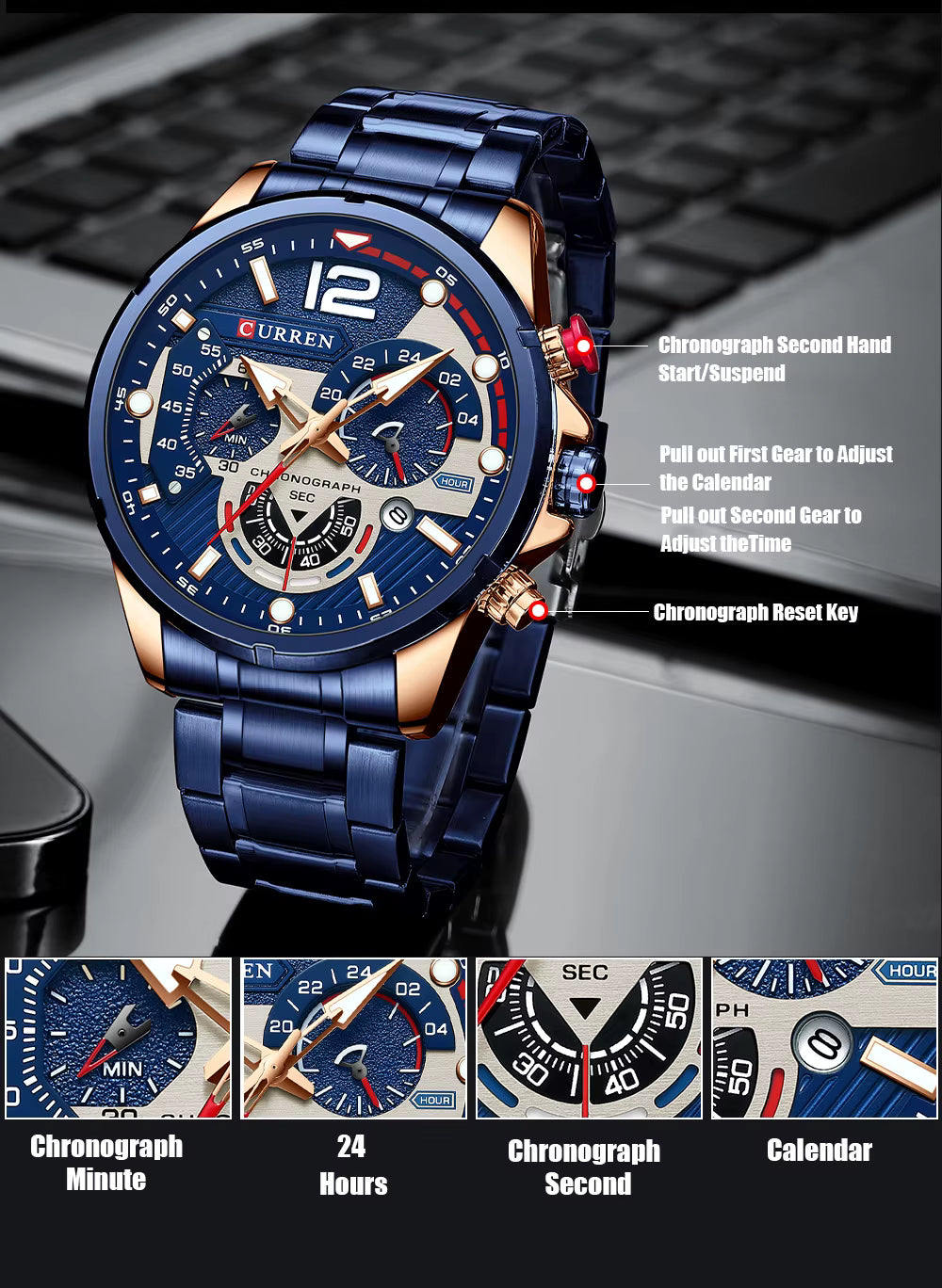 Reloj Curren 8395 para Hombre — Cuarzo + Acero Inoxidable (3ATM)