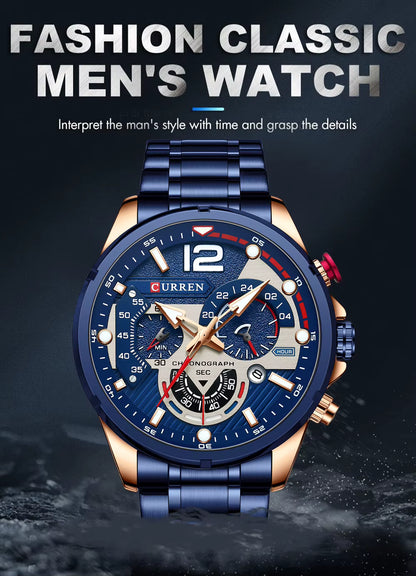 Reloj Curren 8395 para Hombre — Cuarzo + Acero Inoxidable (3ATM)