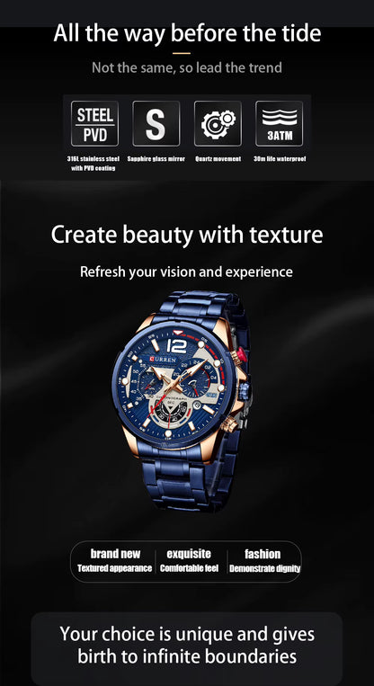 Reloj Curren 8395 para Hombre — Cuarzo + Acero Inoxidable (3ATM)