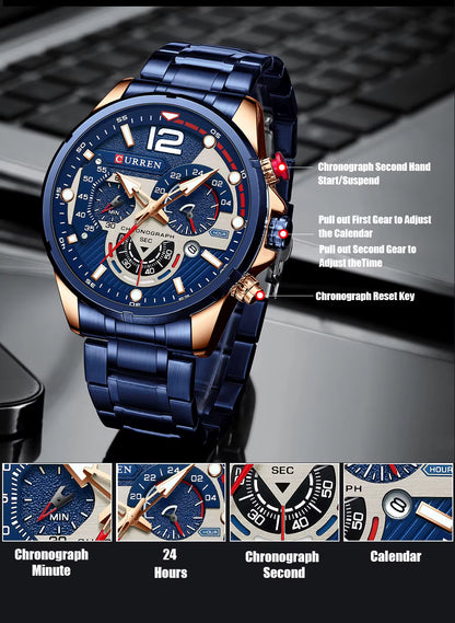 Reloj Curren 8395 para Hombre — Cuarzo + Acero Inoxidable (3ATM)