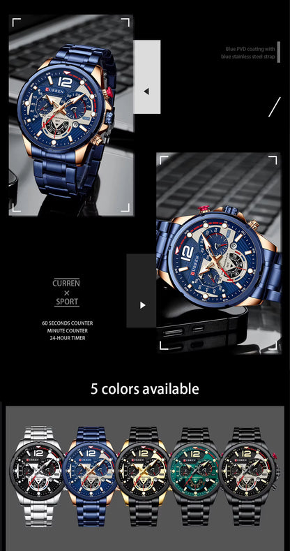 Reloj Curren 8395 para Hombre — Cuarzo + Acero Inoxidable (3ATM)