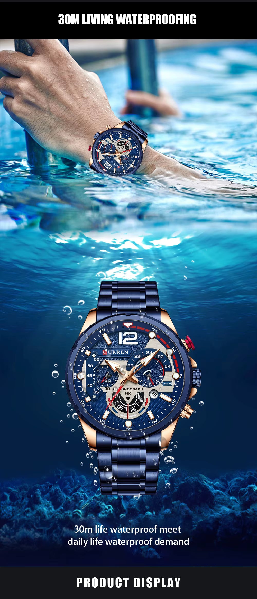 Reloj Curren 8395 para Hombre — Cuarzo + Acero Inoxidable (3ATM)