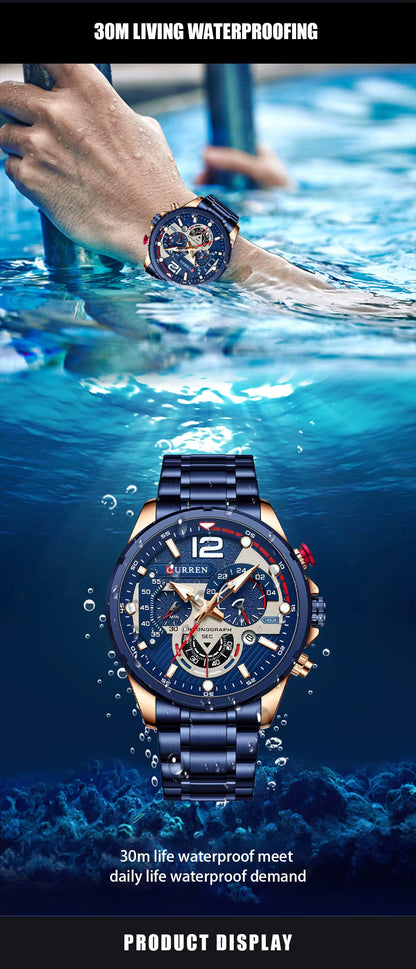 Reloj Curren 8395 para Hombre — Cuarzo + Acero Inoxidable (3ATM)