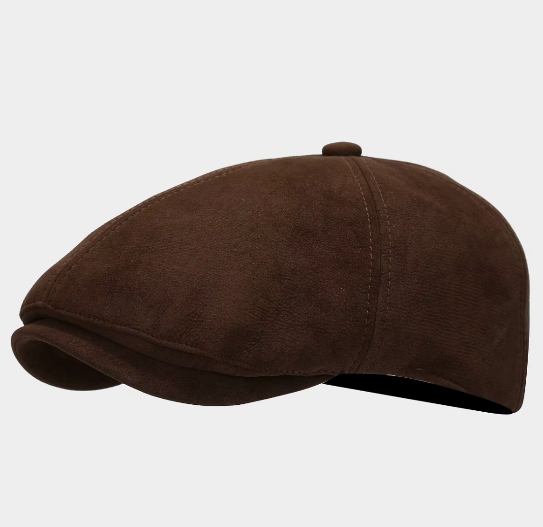 Boina ante ajustable café - newsboy de gamuza puesta - MillennialsXY