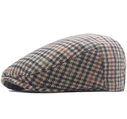Boina plana pata de gallo khaki - flat cap de tweed británica - MillennialsXY