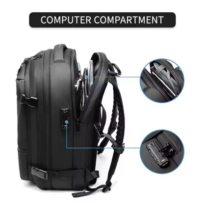 Mochila de Viaje con Compresión al Vacío, Impermeable, con Compartimento para Laptop