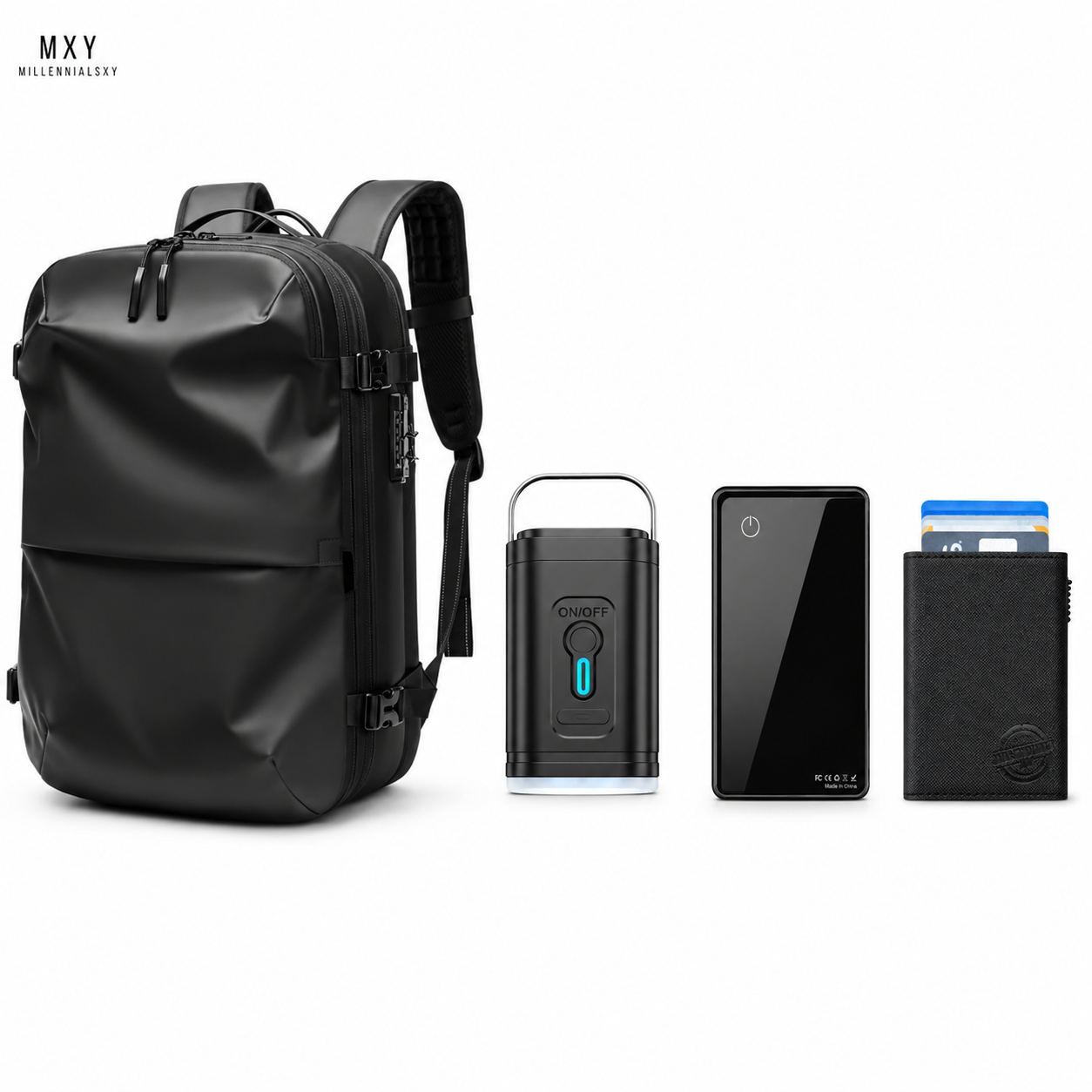 Kit Viajero Inteligente: Mochila Bolsa al vacio + Mini Bomba + Tarjeta de Seguimiento  + Tarjetero Smart de regalo