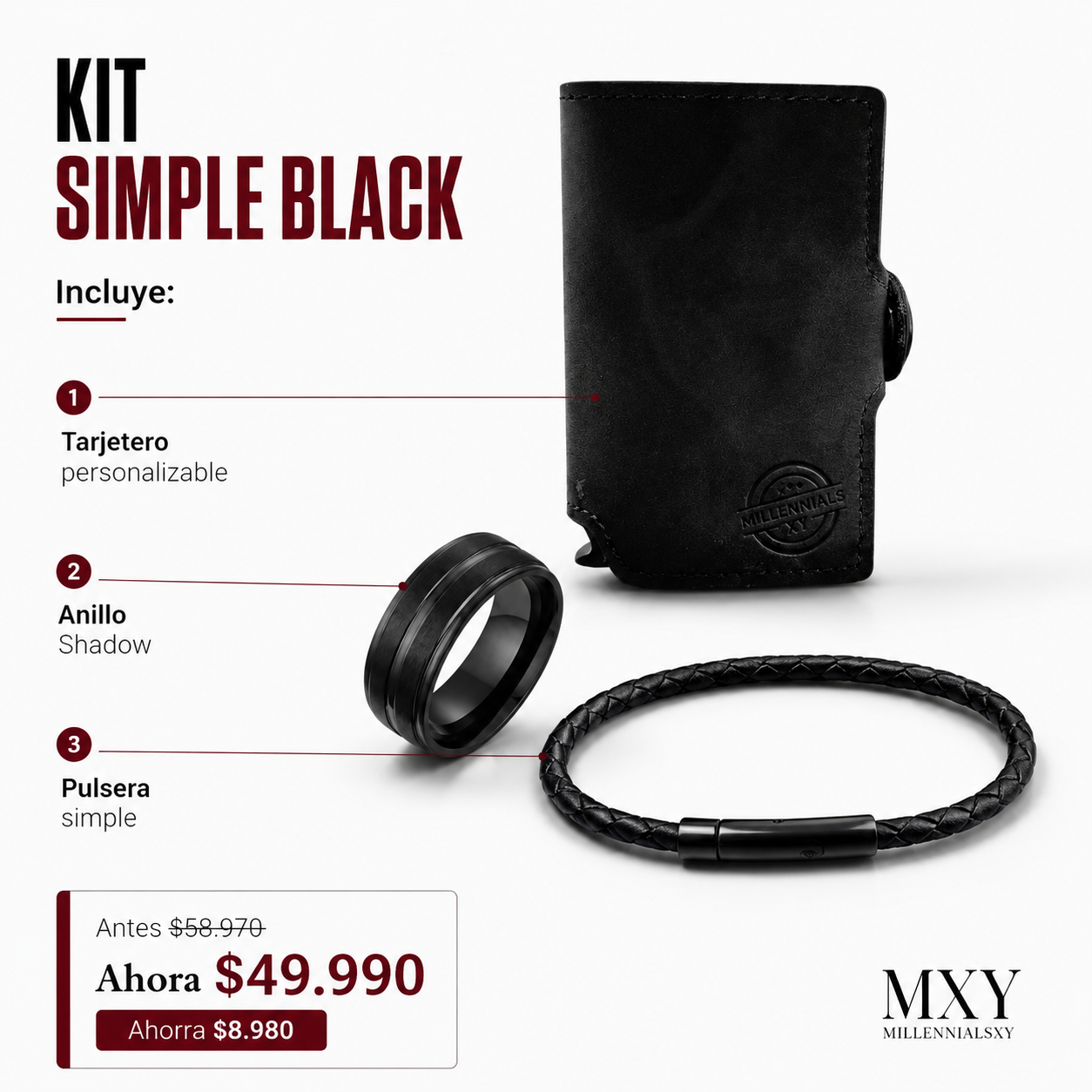 Kit simple: Tarjetero Personalizado + Accesorios