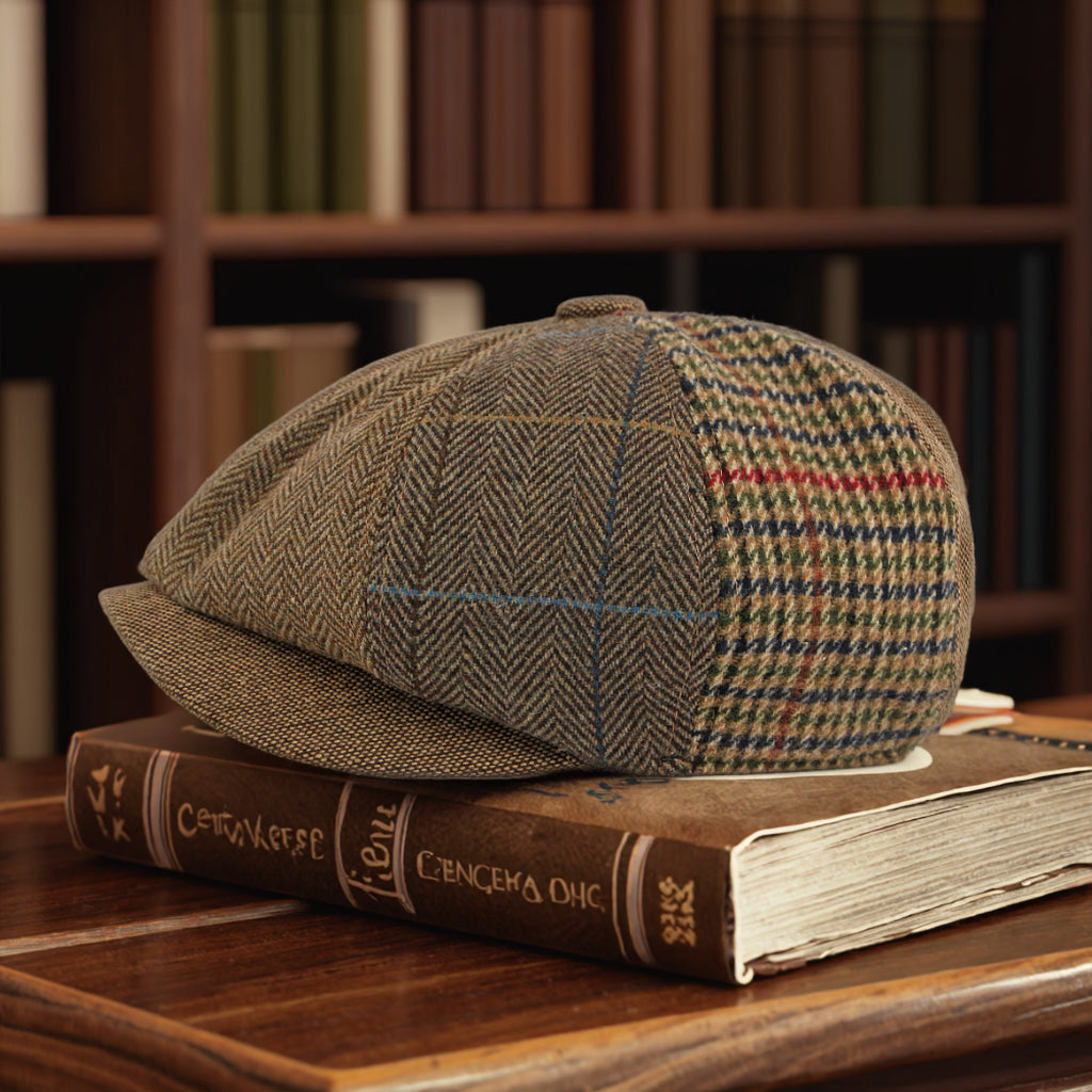 Boina gatsby de cuadros khaki estilo newsboy británico - MillennialsXY