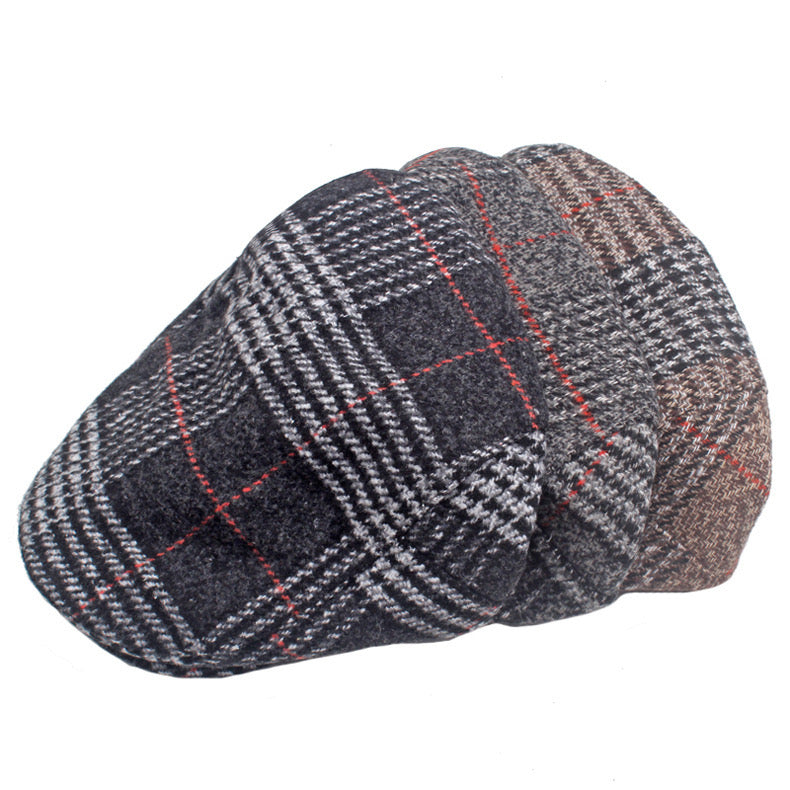 Boina plana cuadros negro y camel - flat cap británica - MillennialsXY