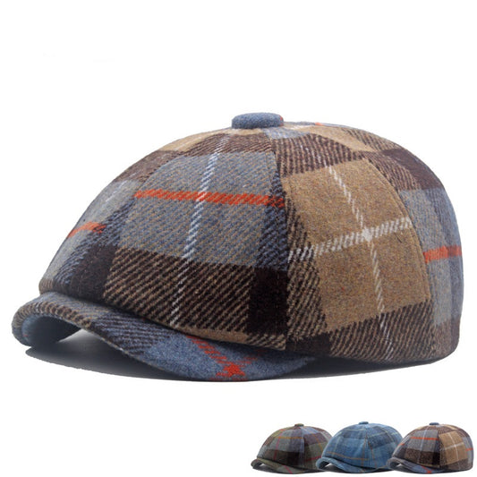 Boina gatsby mix color khaki - newsboy de lana a cuadros multicolor - MillennialsXY