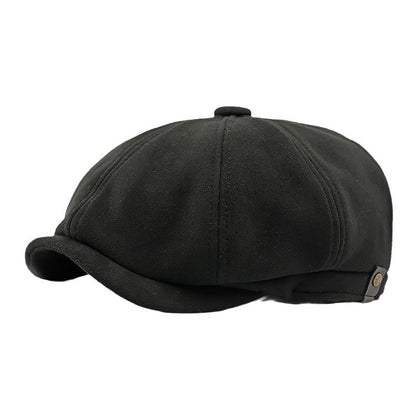 Boina gatsby ante negra - vista lateral gamuza 8 paneles - MillennialsXY