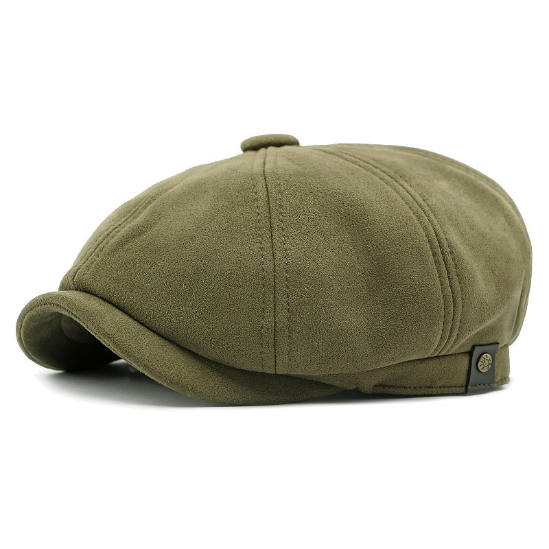Boina gatsby ante verde - vista lateral gamuza 8 paneles - MillennialsXY