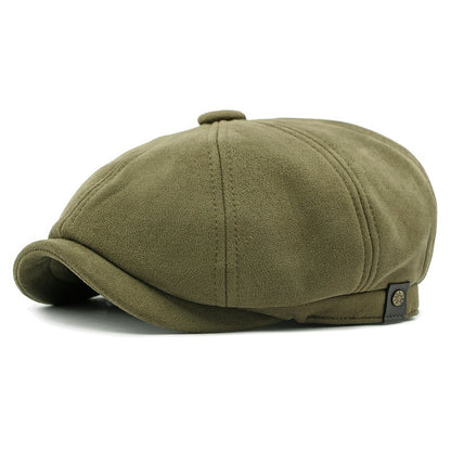 Boina gatsby ante verde - vista lateral gamuza 8 paneles - MillennialsXY
