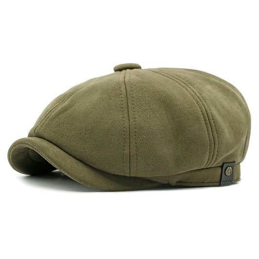 Boina gatsby ante verde - vista lateral gamuza 8 paneles - MillennialsXY