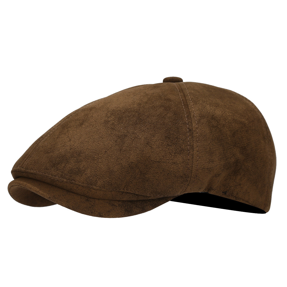 Boina gatsby ante café claro - newsboy de gamuza vista lateral - MillennialsXY