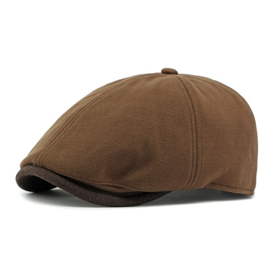 Boina gatsby algodón café - newsboy 8 paneles vista lateral - MillennialsXY