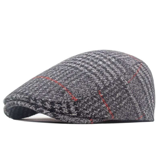 Boina plana cuadros gris - flat cap británica vista lateral - MillennialsXY