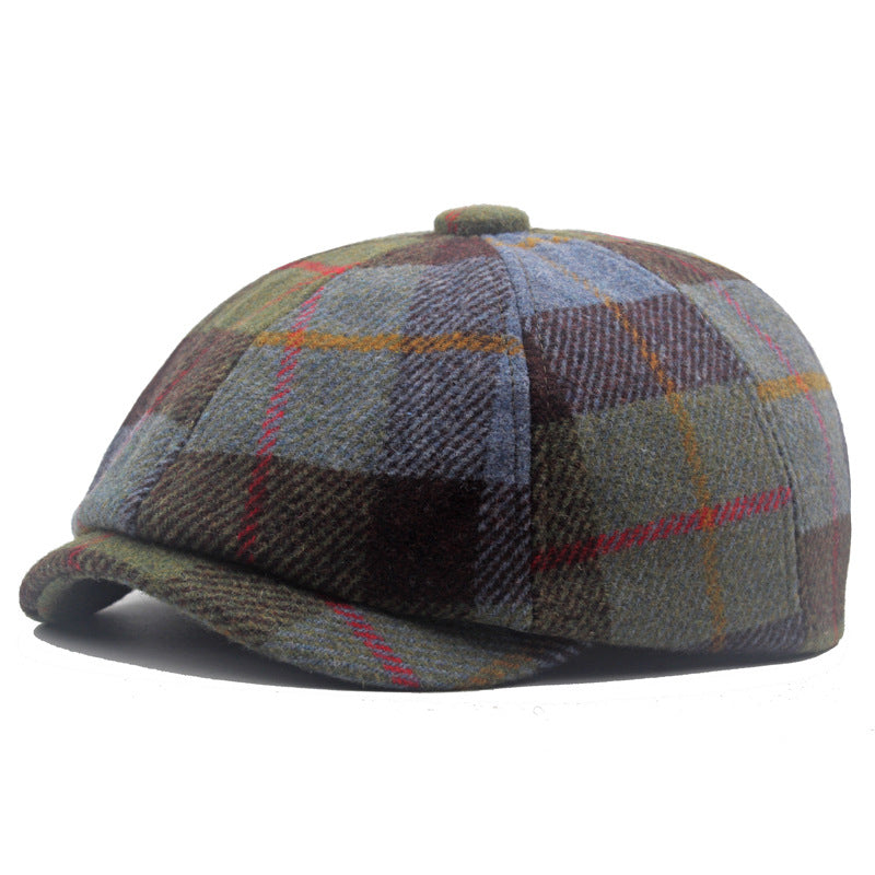 Boina gatsby mix color verde - newsboy de lana a cuadros multicolor - MillennialsXY