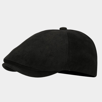 Boina gatsby ante negra - newsboy de gamuza vista lateral - MillennialsXY