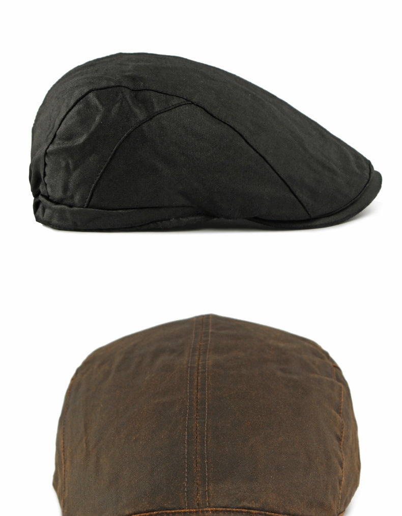 Boina plana wax negra - flat cap de algodón encerado con banda elástica - MillennialsXY