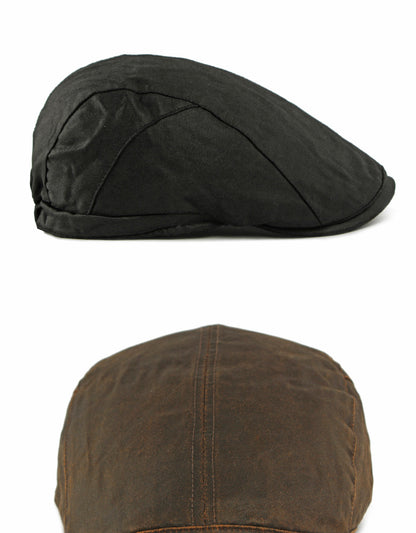 Boina plana wax negra - flat cap de algodón encerado con banda elástica - MillennialsXY