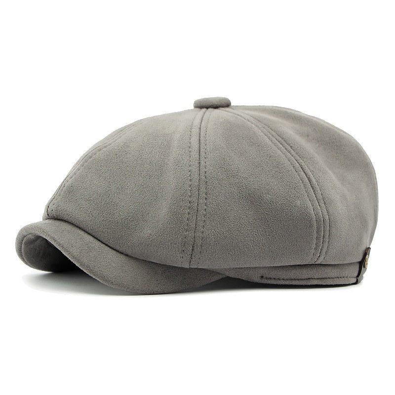 Boina gatsby ante gris - vista lateral gamuza 8 paneles - MillennialsXY