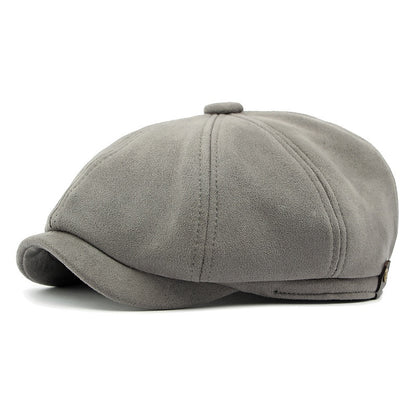 Boina gatsby ante gris - vista lateral gamuza 8 paneles - MillennialsXY