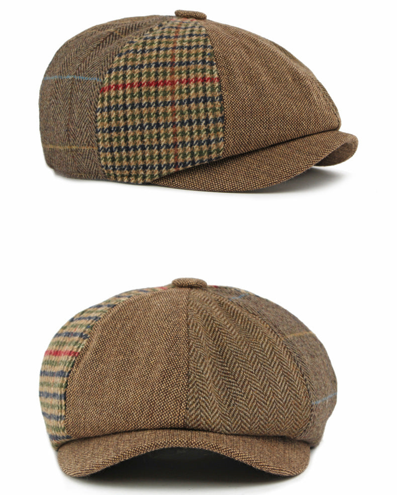Boina gatsby cuadros khaki - vistas lateral y frontal - MillennialsXY