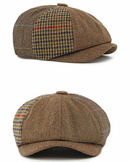 Boina gatsby cuadros khaki - vistas lateral y frontal - MillennialsXY