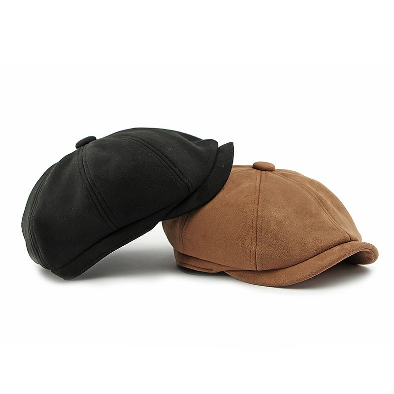 Boina gatsby ante negra y khaki - newsboy de gamuza - MillennialsXY