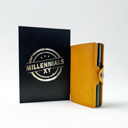 Tarjetero con caja de pie Amarillo y verde