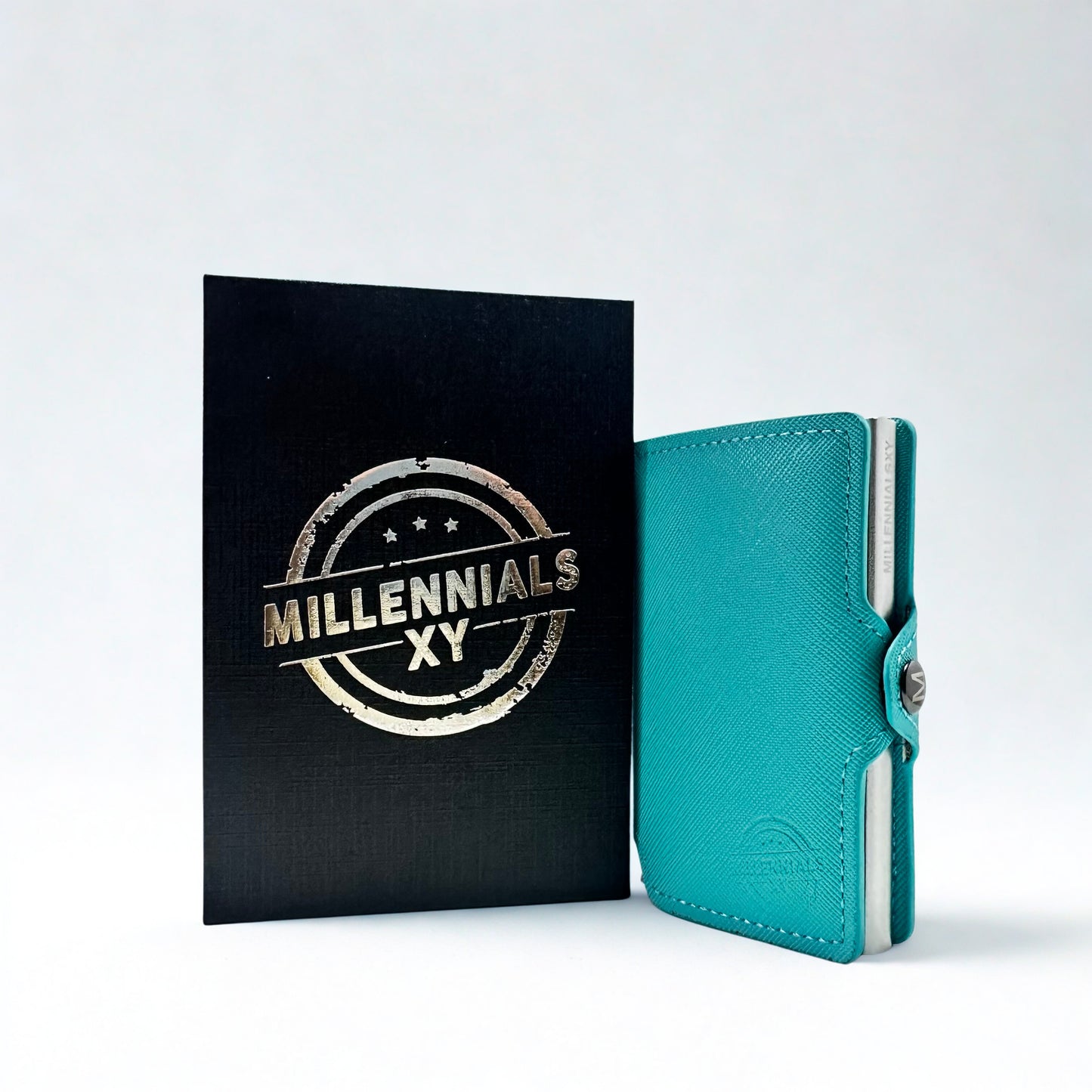 Tarjetero con caja de pie Sky plateado