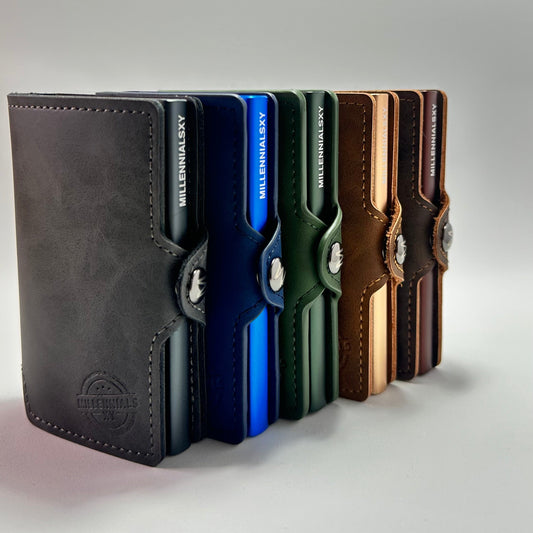 Tarjeteros gris azul verde cafe moca